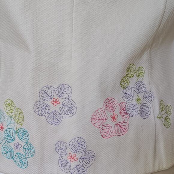 Sigrid Olsen Sport White Floral Embroidered Hook Eye Closure Jacket Sz 10 Lined - Picture 6 of 11